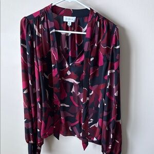 Evereve Red Puff Sleeve Wrap Blouse